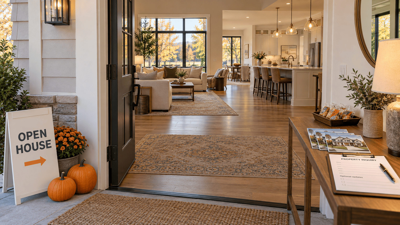 a house decorate halloween with pumpkins